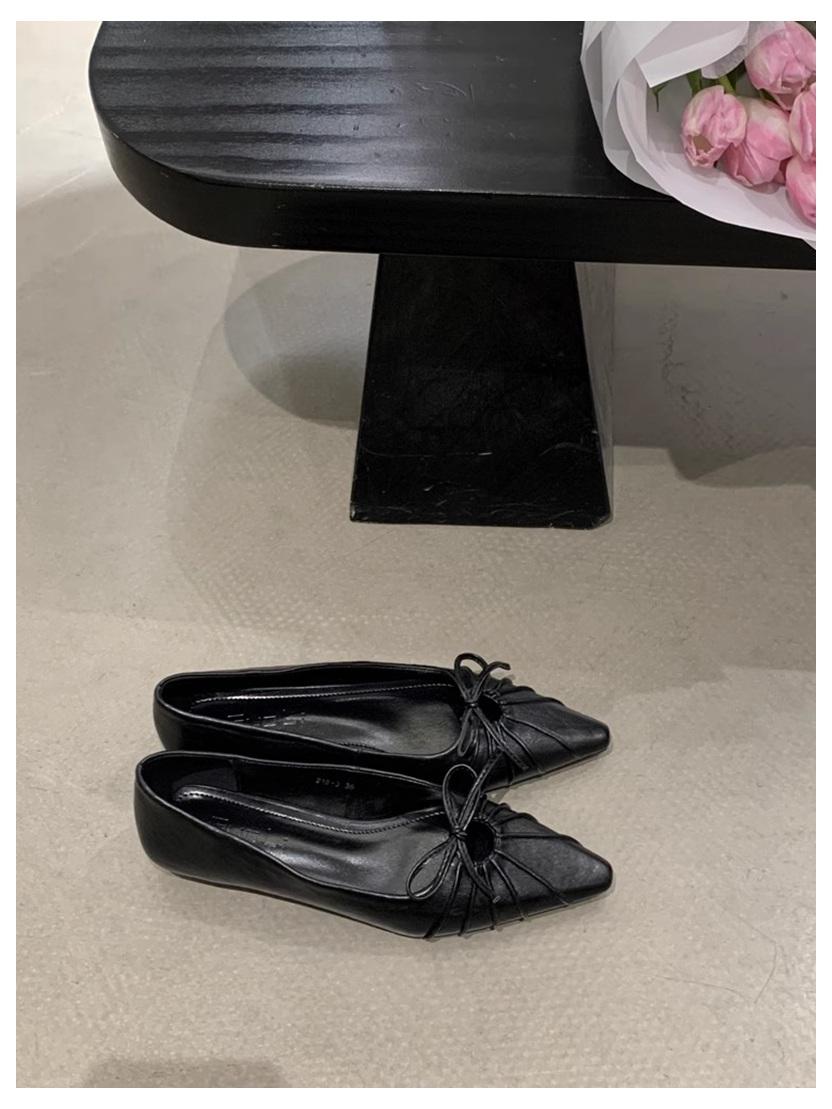 

2025 New Spring Flats Ballet Shoes Women Shallow Sweet Bow Know Ballerinas Dress Office Shoes Brand Pleated Shoes Female Mujer 35