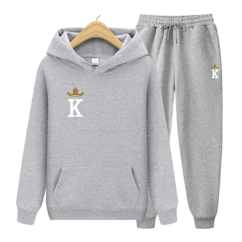 Tracksuit 2 Pieces Set Unisex Hoodies Fleece Sweatshirt+Pants Suit Hoodies Jogger Hoodies Set K Print Long Sleeve Hoodie Jogging