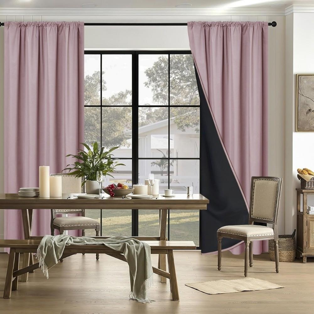 with Rod Pocket Window Curtain Coated Lining Curtains for Bedroom Blackout Curtain Kitchen