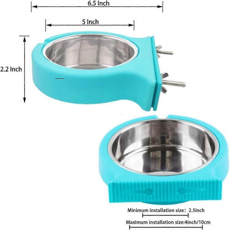 Crate Dog Bowl, Removable Stainless Steel Coop Cup Hanging Pet Cage Bowl Water Food Feeder for Dogs Cats Rabbits Puppy