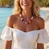 Koralikowy Gruby Naszyjnik Kwadratowe Koraliki Żywiczne Krótki Naszyjnik Bohemian Moda Gruby Choker dla Kobiet Święto Impreza Plażowa Wakacje