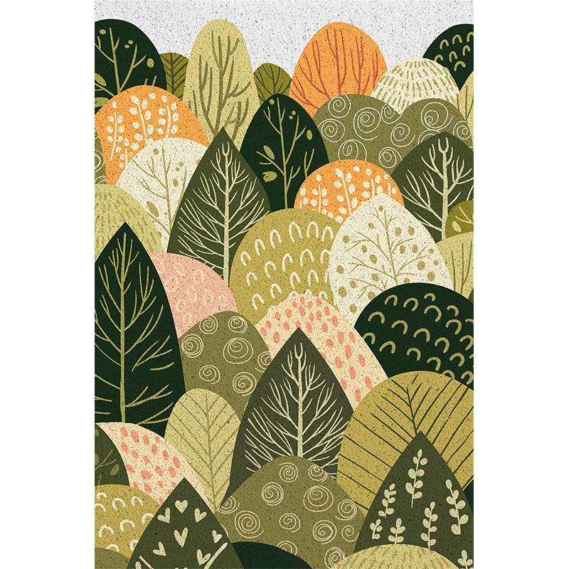 Forest Welcome Mat Entrance Carpet Indoor Outdoor Doormat Low Profile Door Rug Washable Non Slip Rubber Back Low Profile Mat