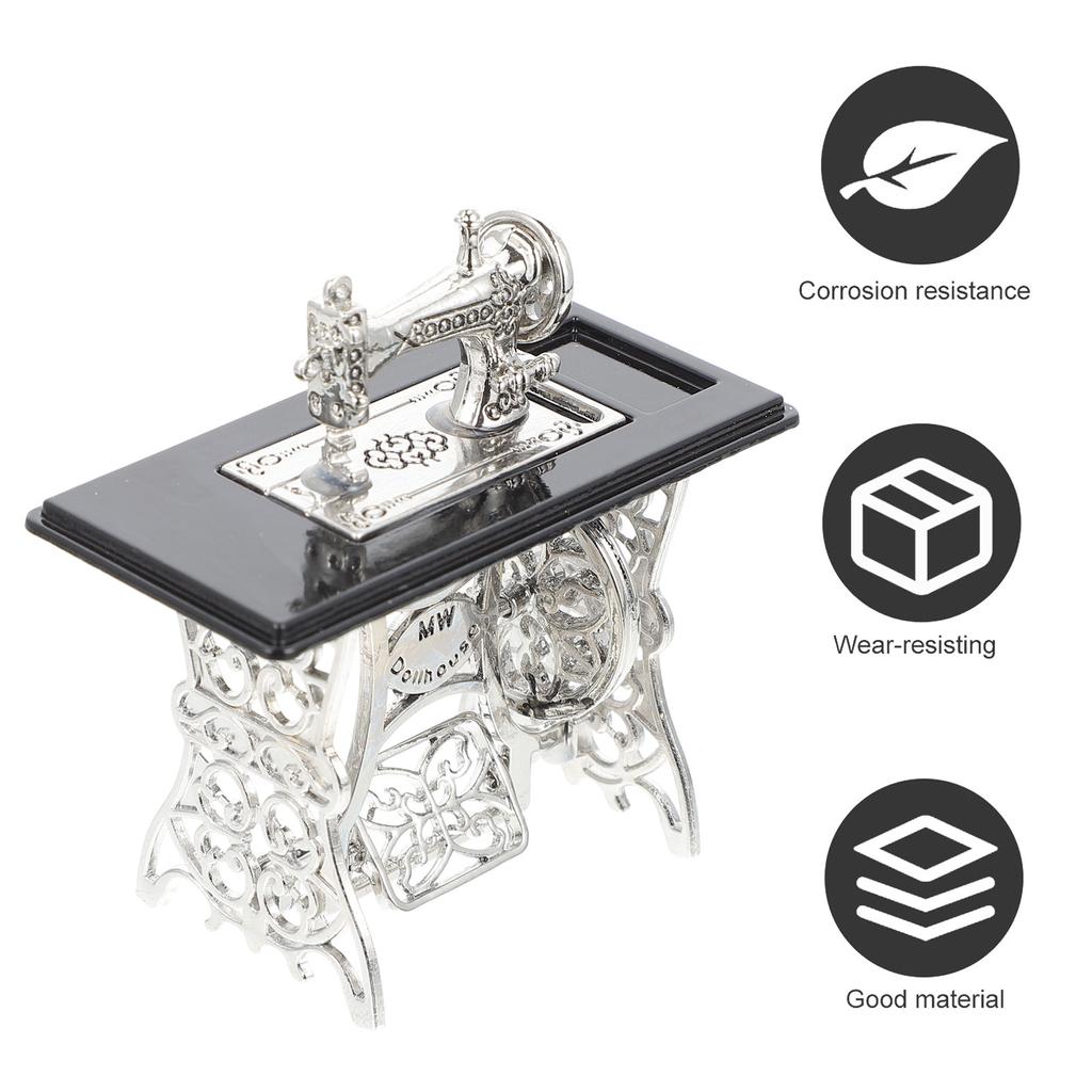 Mini Sewing Machine House Furniture Machines Toy Room Micro Model Alloy Pedal Tool Modeling Furnishings Toddler