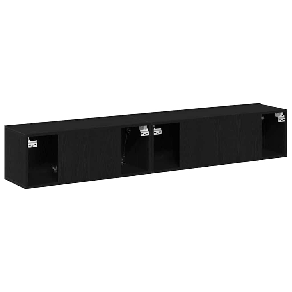 TV Cabinet Set 2 pcs Black Oak Effect Wood Based Panel