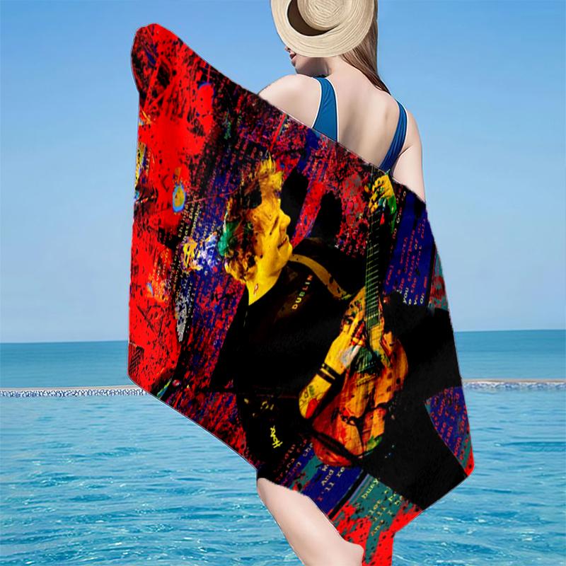 Ed Music Guitar Beach Towel, Super Soft Microfiber, Gift for Her/Him, Birthday, for Pool, Beach, Travel, Home Decor Fan Gifts