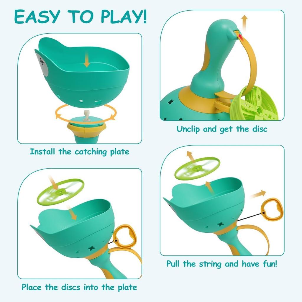 Fullware Flying Disc Launcher, Propeller Toy, 2 Packs & 12 Discs Outdoor Games Garden Toy for Children from 3 - 6 Years, Birthday Christmas