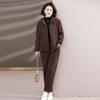 Stylish High-Grade Velvet Casual Sports Suit for Moms: 2025 New Autumn/Winter Two-Piece Set for Middle-Aged & Elderly