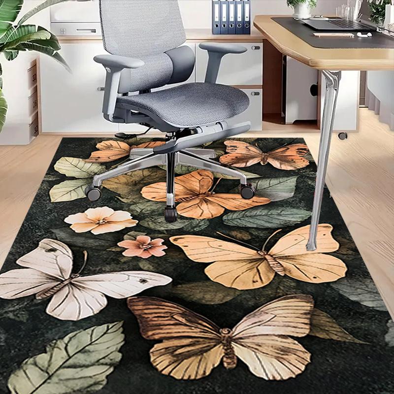1pc Butterflies Flowers Carpet Anti Slip Polyester Floor Mat for office.Bedroom
