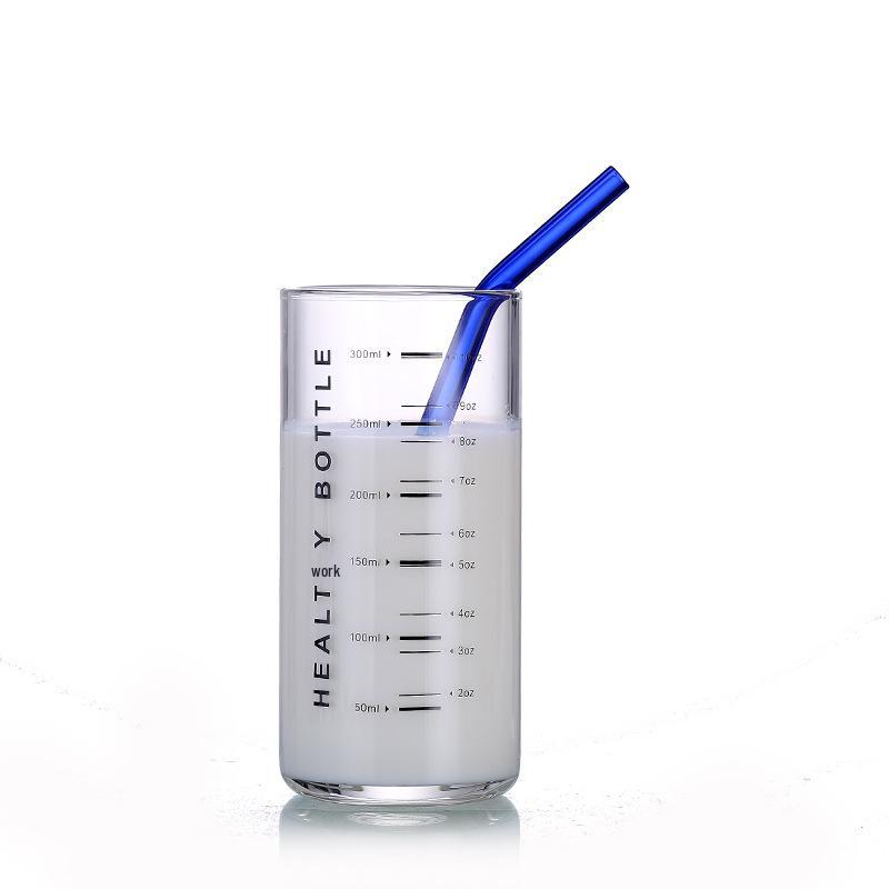 Thickened Kids' Heat-Resistant Borosilicate Glass Measuring Cup with Straw, Large Capacity