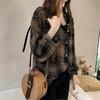 Women's Long Sleeve Button Down Striped Turn Down Collar Loose Blouse