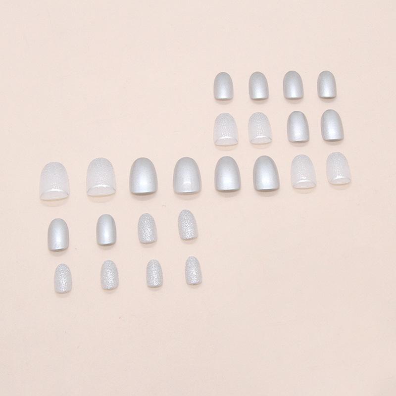 Silver fine flash cold short oval versatile European and American style removable manicure press on nails