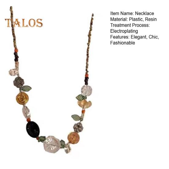 Colier cu mărgele lucrat manual, cu flori de rășină și mărgele cu plante, choker pentru adolescente, femei, iubită, nuntă, mireasă