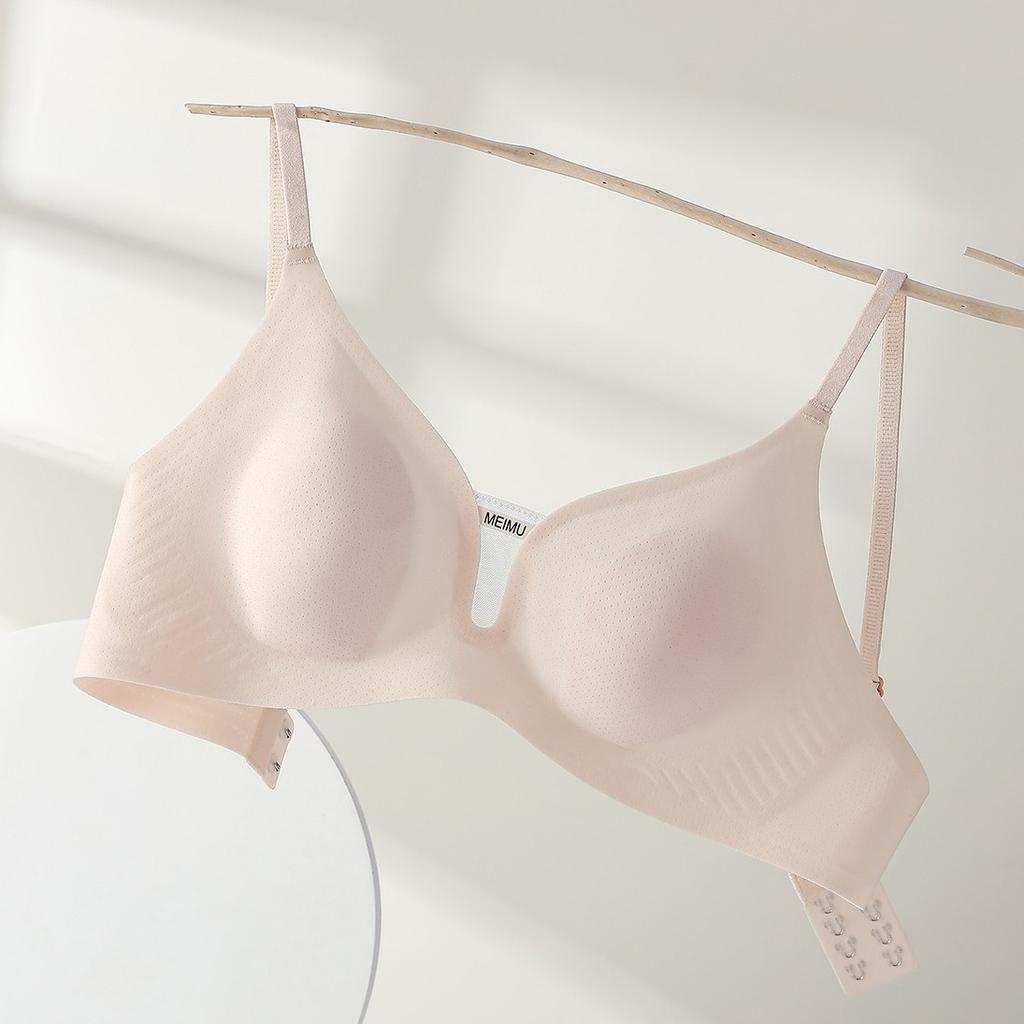 Traceless Underwear Breathable Antibacterial Small Gathering Comfortable No Steel Ring Rabbit Ear Cup Sexy Soft Support Ultra-thin Bra