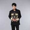 Men's Embroidered Double Dragon Tang Suit Jacket - Long Sleeve, Middle-Aged & Elderly, Spring/Autumn Casual Performance Top