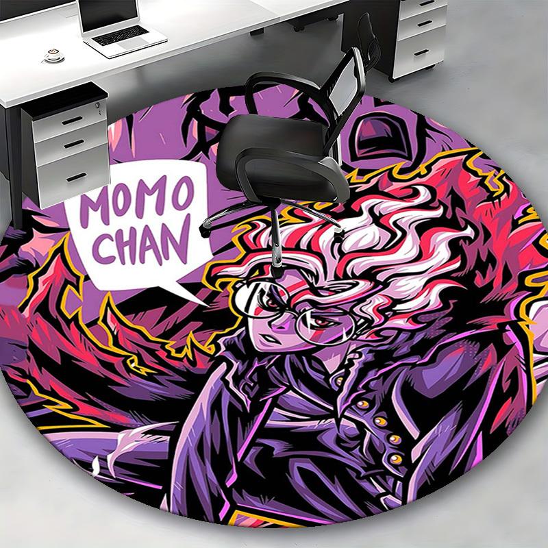 1pc Momochan Anime Cartoon Design Round Carpet - Office Chair Mat, Non-Slip Rug for Home Decor, Living Room, Bedroom, Game Room