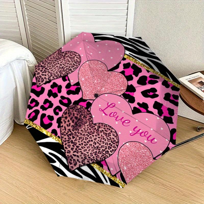 1pc Leopard love Zebra pattern Pattern Design Umbrella,Compact Umbrella, All Season, Travel, Outdoor, One Touch Auto Open and Close,Christmas Gift