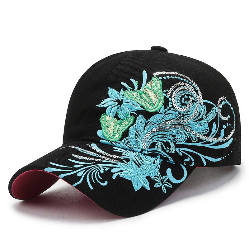 Spring and summer outdoor travel cap universal dome baseball cap embroidered floral decoration sunshade sun protection cap
