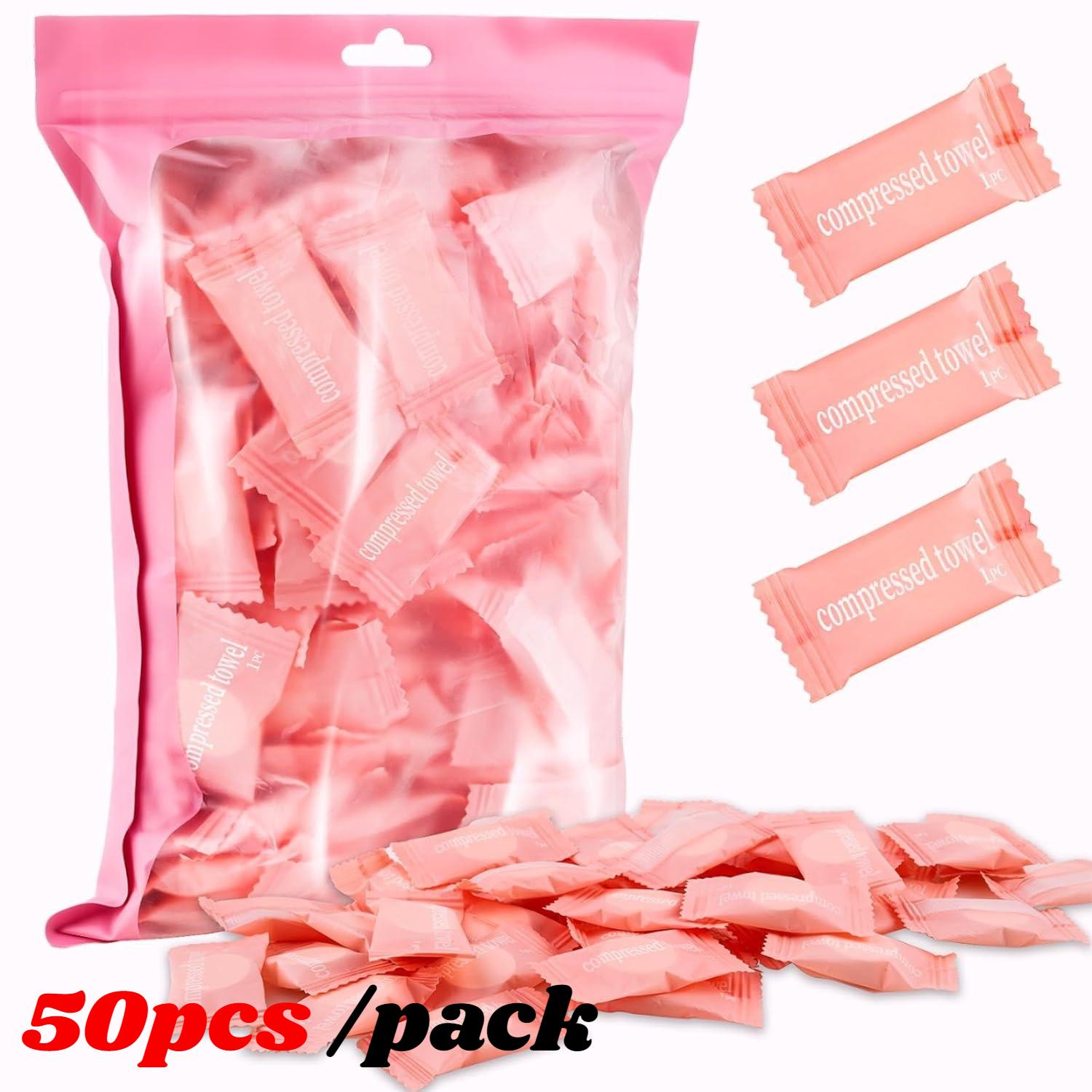 50 pcs Disposable Compressed Towels Portable Cotton Disposable Absorbent Towels For Outdoor Travel Movement Camping Makeup Ready