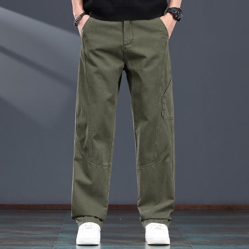 Мужские хлопковые свободные прямые рабочие брюки Jie Leinor M