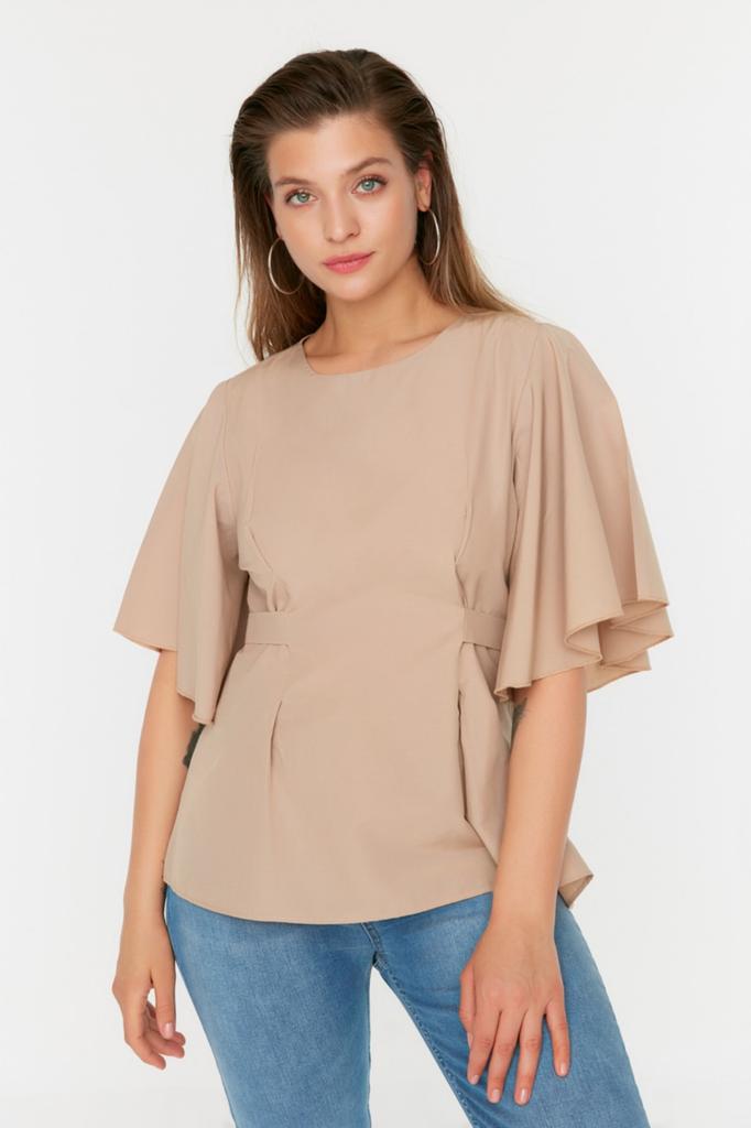 Women's Style Plus Size Purple Woven Tie Detailed Blouse