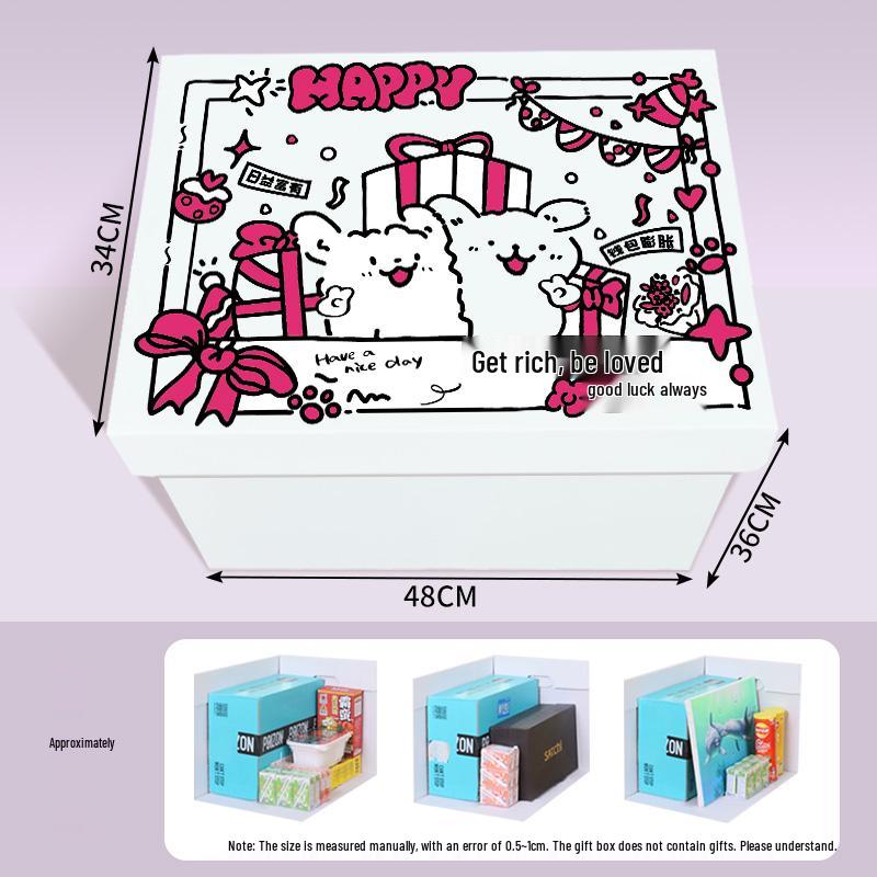 White Cardboard Surprise Gift Box for Birthday