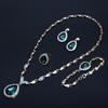 Water Drop Rhinestone Pendant Necklace Bracelet Earrings Ring Bridal Jewelry Set