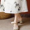 New Chinese style Mary Jane slippers women's 2025 new printed bag head slippers summer one-word with outer slippers