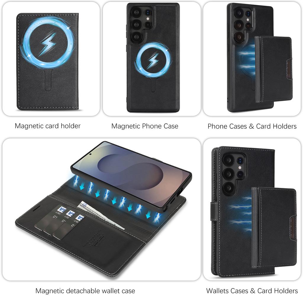 3-in-1 Leather Wallet Detachable Magnetic Flip Phone Case For Samsung Galaxy S25 S24 S23 S22 Ultra S25 S24 Plus Card Slots Cover