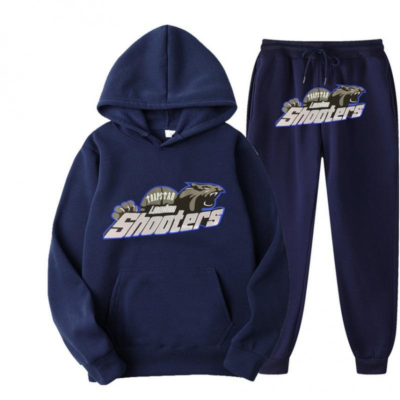 New Men's and Women's Casual Sports Suit, Red and Black Tiger Head Sweater and Sweatpants Suit.