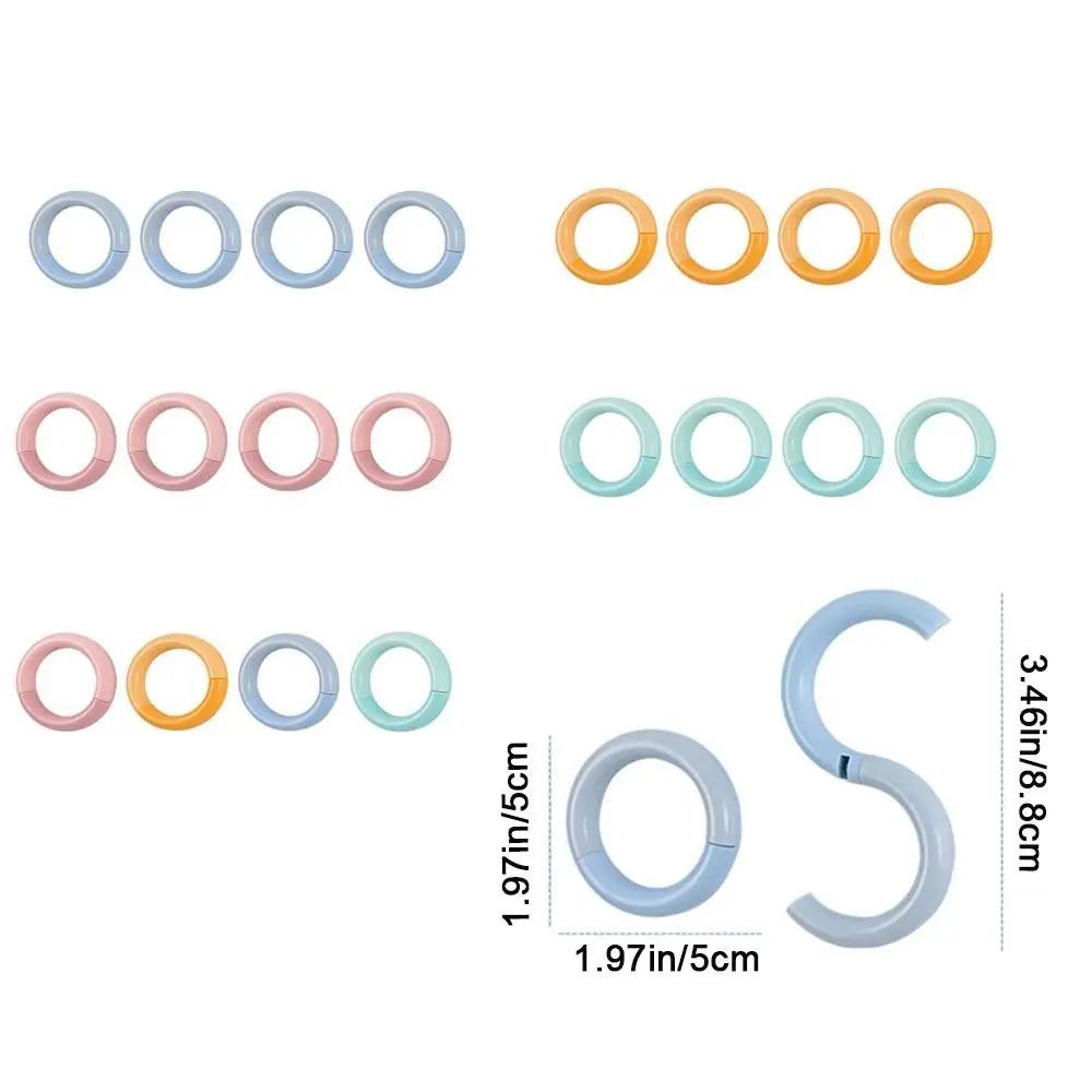 4Pcs Versatile Plastic S-Shaped Hooks Punch Free Hanging Railing S Hanger Foldable Windproof Clothes Handbag Hook Kitchen