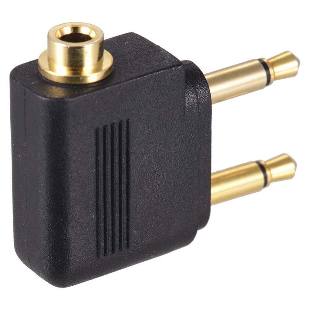 Dual 3.5mm Male to 3.5mm Adapter Female AUX Audio Adapter Airplane Travel Earphone Golden Plated Converter