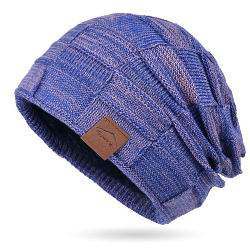 9875 Autumn/Winter Fleece-Lined Multi-Color Wool Knit Pullover Hat - Cozy Fashion for Women