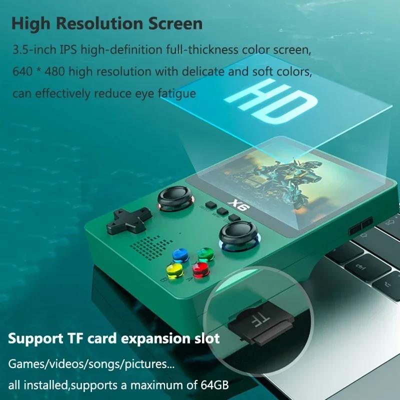 X6 3.5 Inch IPS Screen Handheld Game Console Dual Joystick 11 Simulators GBA Retro Portable Video Game Players for Kids Gifts
