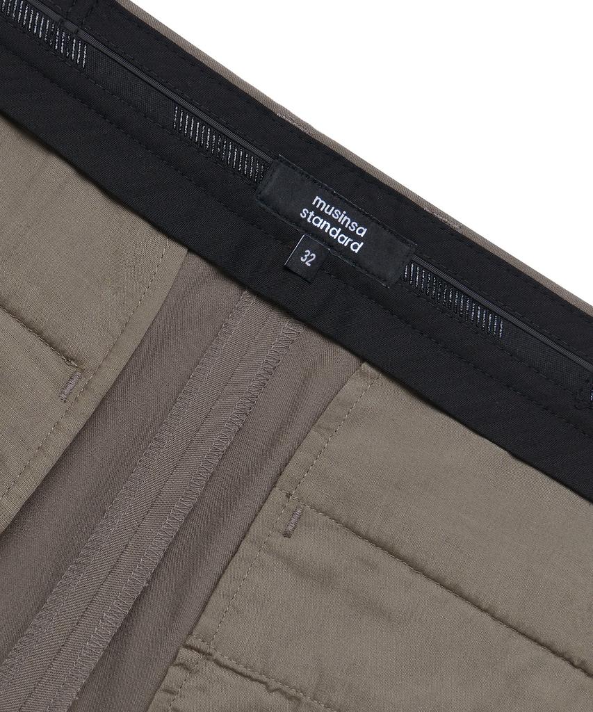 MUSINSA STANDARD Skinny Hidden Elastic Waist Crop Slacks [Dusty Beige]