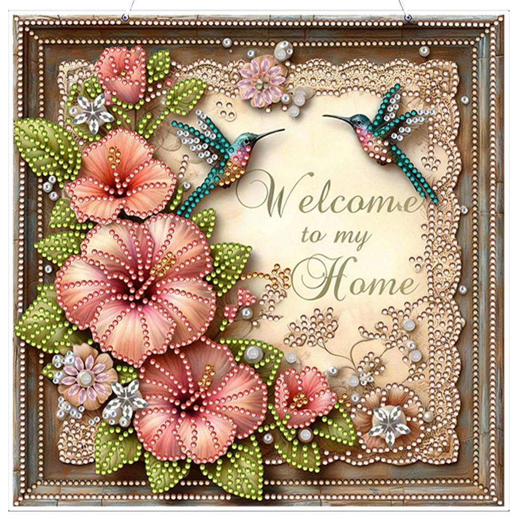 Flower 2D Flat DIY Hanging Gem Art Paintings Charm Acrylic Crystal Painting Crafts Kit for Adults Gift Home Wall Or Window Decor