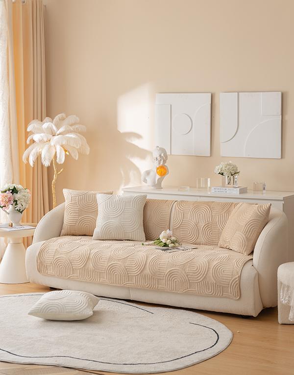 Mat, Blanket, Cover For Sofa Sofa 90X70 Cm, Beige, Raised Pattern
