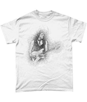 T-shirt Schizzo in Bianco e Nero Jeff Beck Yardbirds