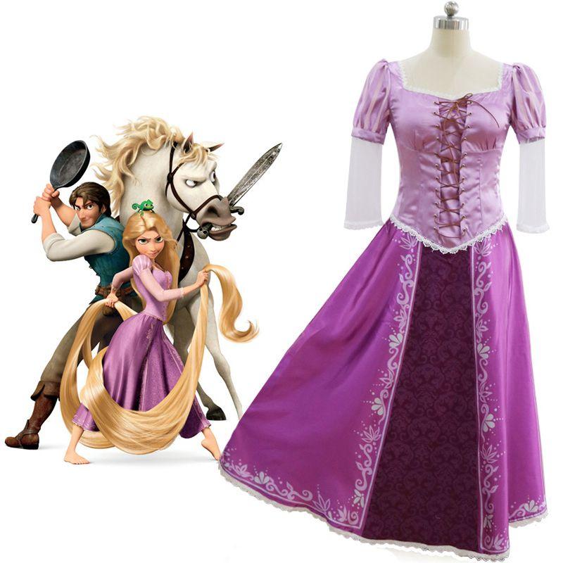 Elegantes Erwachsenen Märchen Prinzessin Rapunzel Cosplay Kostüm für Halloween Partys