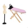Dollhouse Miniature Ironing Board Table Set & Model Display Stand, 2-Piece, 1:12 Scale Doll House