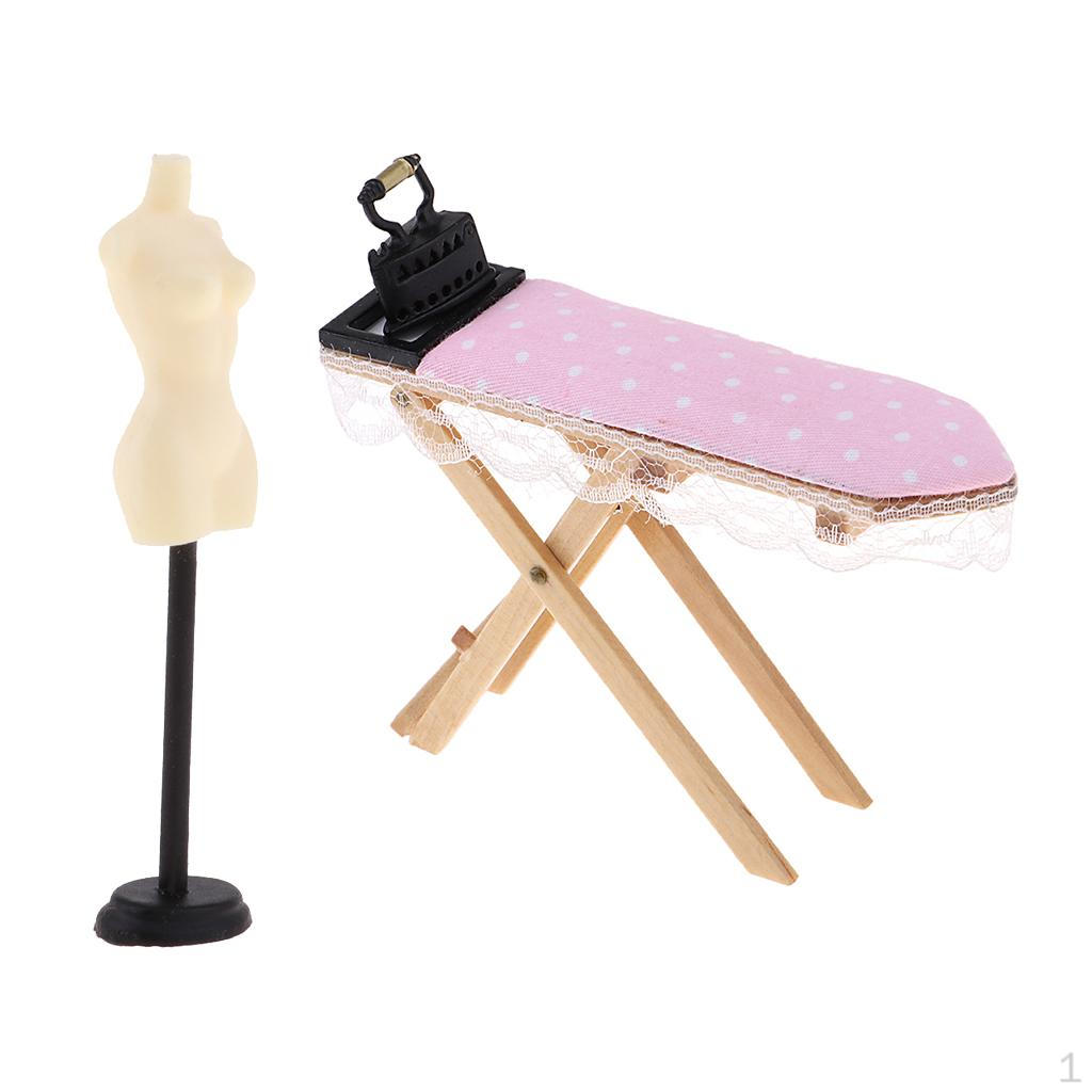 

Миниатюрный набор для кукольного домика: гладильная доска-стол и подставка для демонстрации моделей, 2 предмета, 1:Кукольный домик 12 масштаба