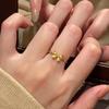 Glossy Simple brushed bowknot Female Ring antique gold craftsm sweet style fashion charm ring party fine  gift