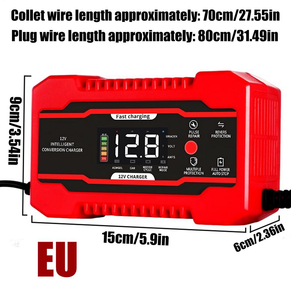 12 Volt Battery Charger 12V6A Automatic Smart Battery Charger Vehicle Charging Maintenance Equipment For Cars Motorcycles Trucks