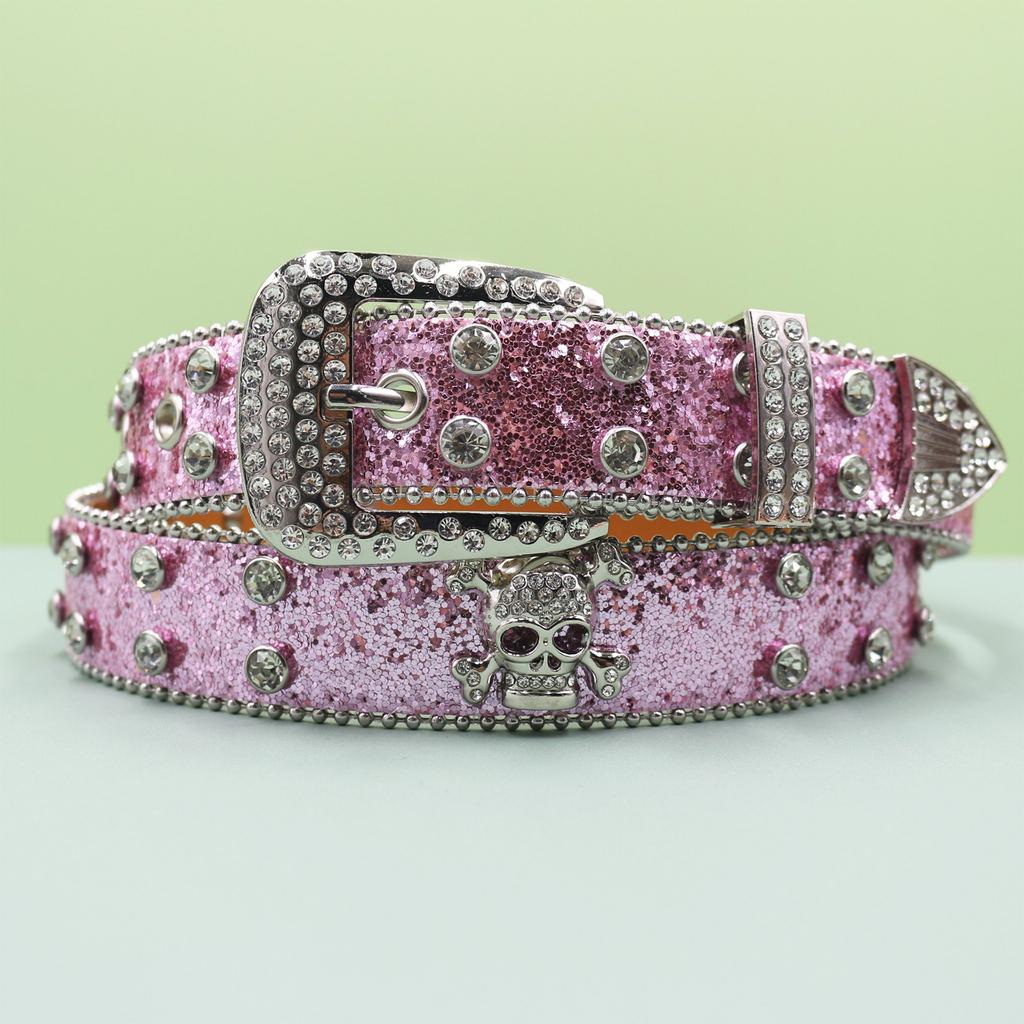 Punk Belt European and American Style Inlaid with Rhinestones Hot Girl Style Rock Fashion Belt Men's and Women's Belt