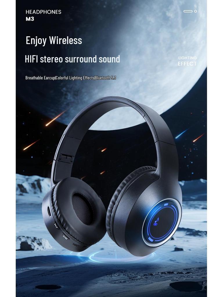 Luminous Bluetooth Headset: Foldable, High-Value, Head-Mounted for Gaming & Music