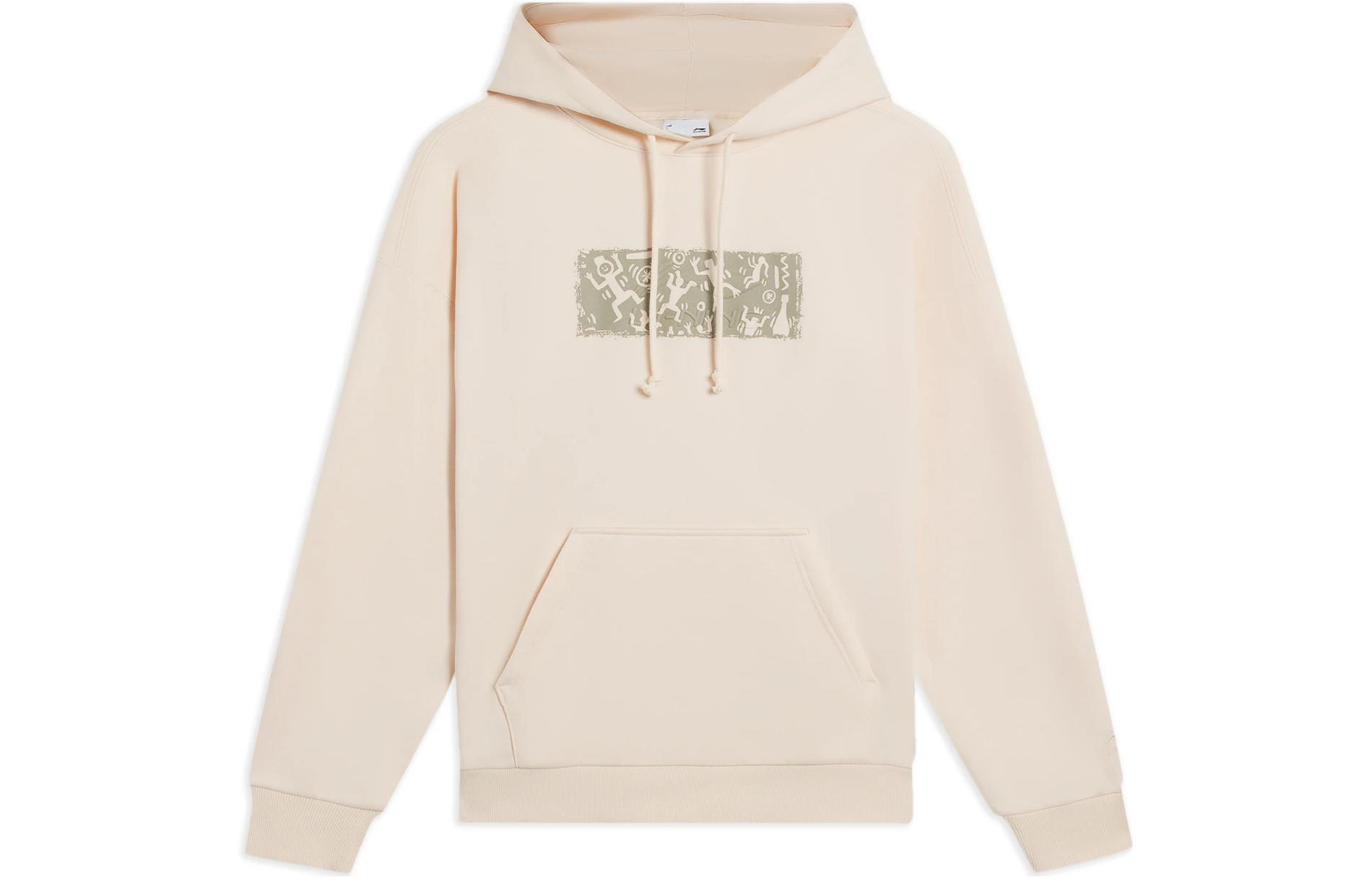 Li Ning Sports Life Collection Sweatshirts Unisex White Crew Neck Moderate Regular AWDSB43-3 L