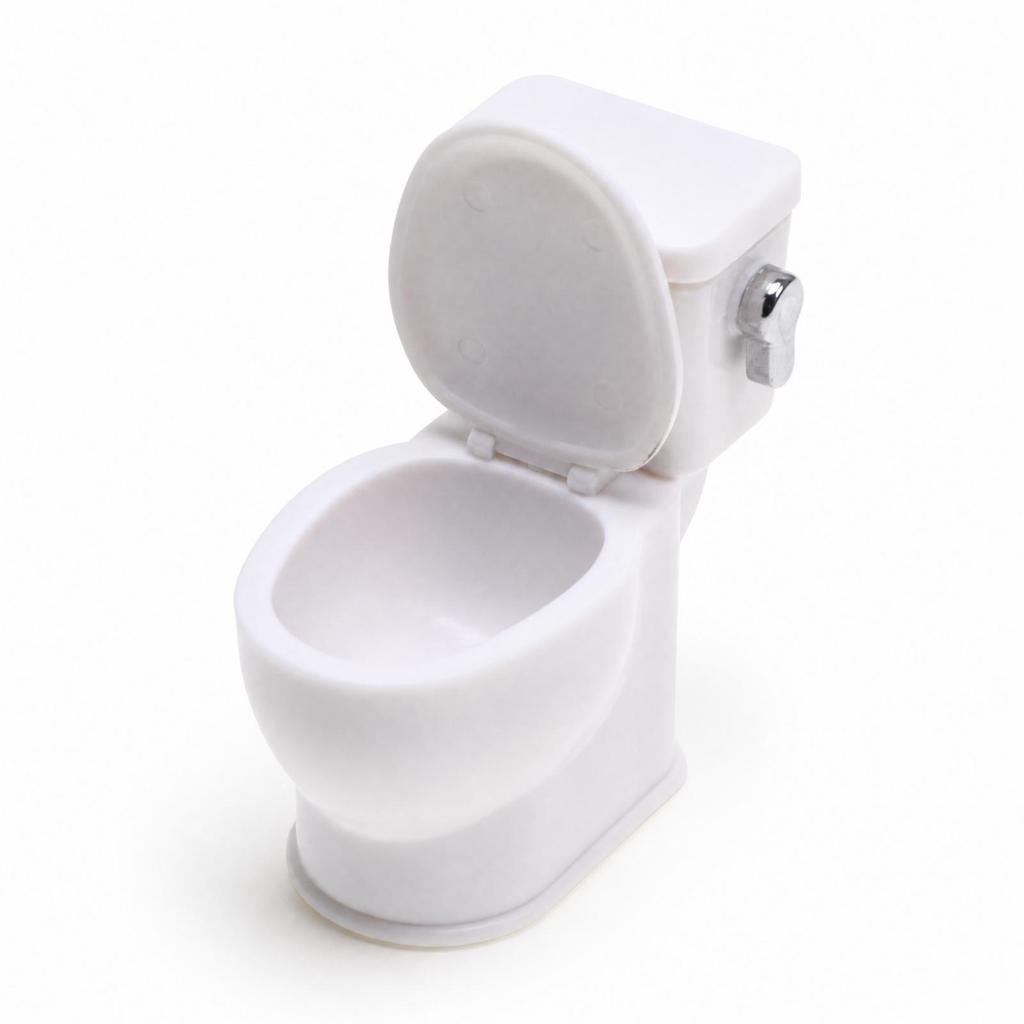 Miniaturtoilette mit witziger Kackfigur Leichtes Puppenhaus Spülgeräusch Kompakt