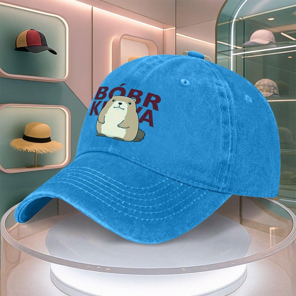 Beaver Cartoon Print Baseball Cap For Men Women Curved Brim Dad Hat Adjustable Duck Tongue Cap Multiple Colors