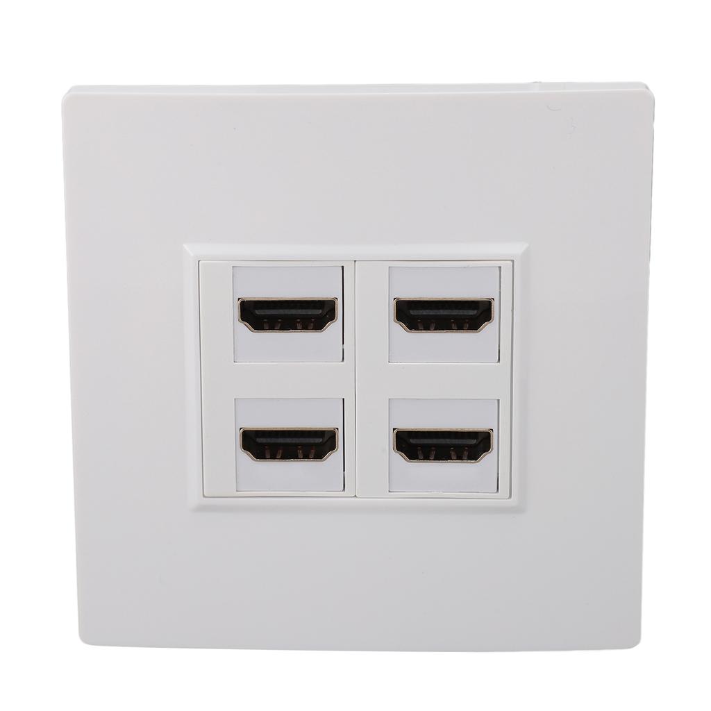 HD Wall Plate 4K 60HZ Female to Female 4 Ports HD Multimedia Interface Wall Panel for Computers TVs