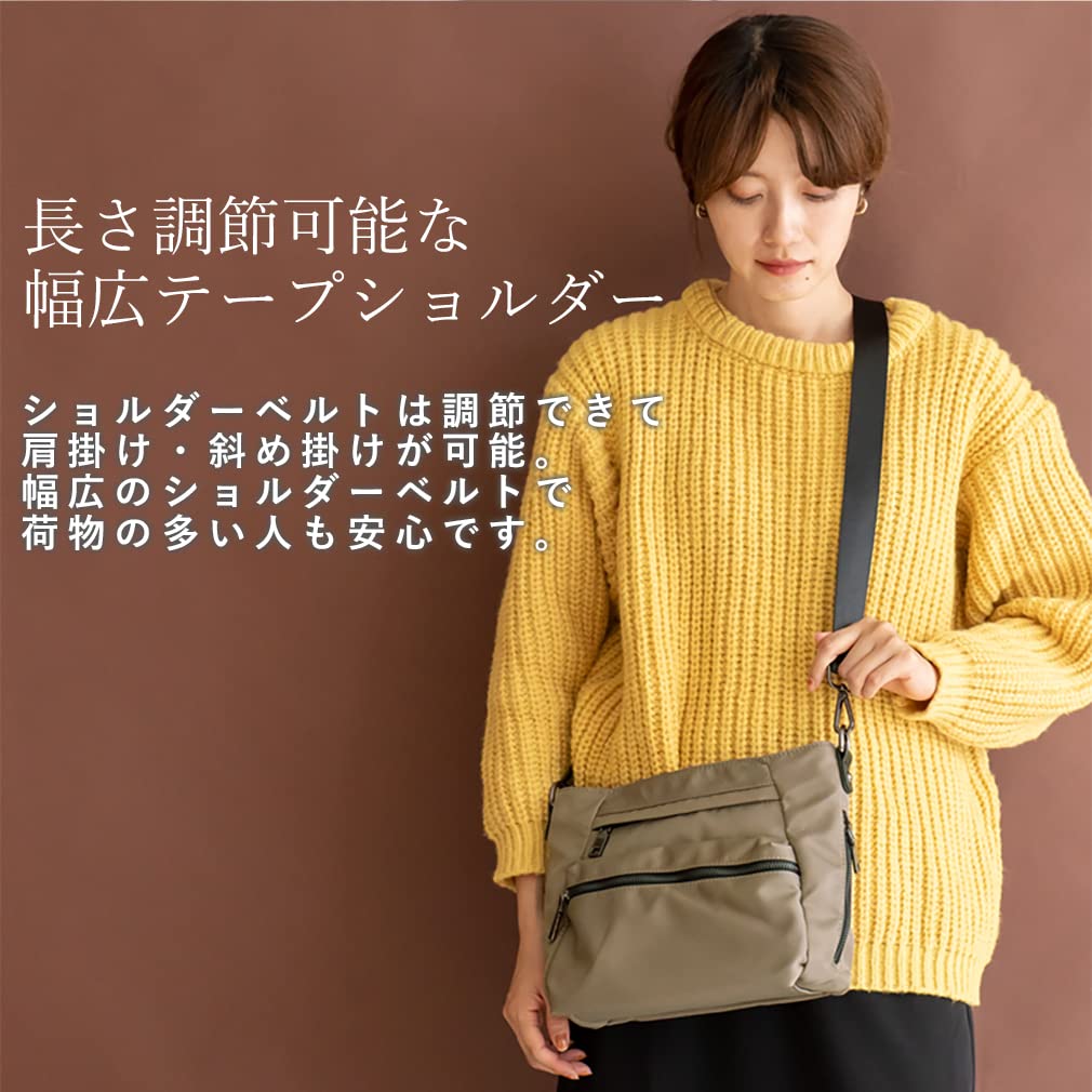 VITAFELICE Nylon Shoulder Bag for 10-Pocket Women, nsb-30012z (Black)