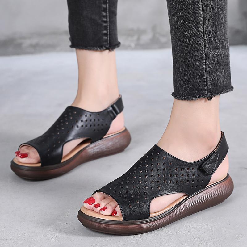 Fashion GKTINOO Women's Sandals Genuine Leather Platform Sandal 2025 Summer Thick Sole High Heels Ladies Sandal Summer Shoes For Women